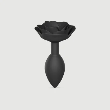 Open Rose Large Silicone Butt Plug - Black