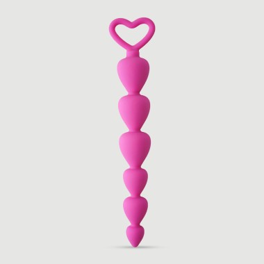 Anal Intruder Big Heart Shaped Silicone Anal Beads - Pink