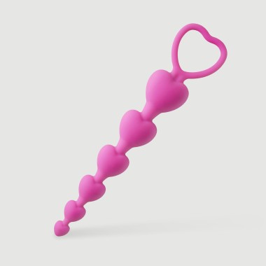 Anal Intruder Heart Shaped Silicone Anal Beads - Pink