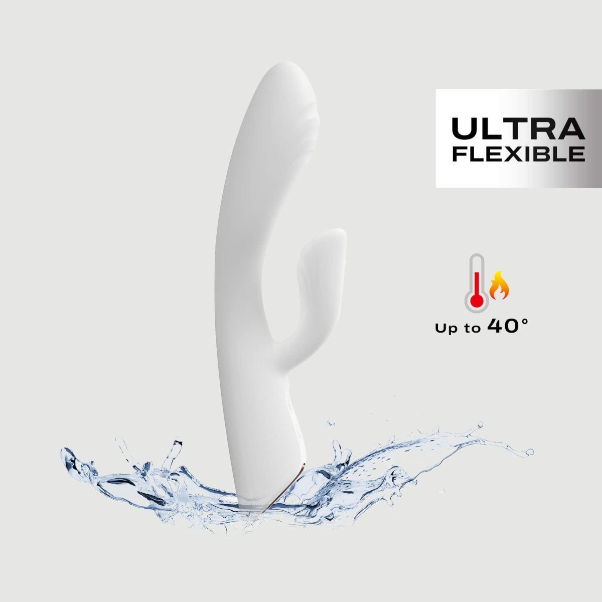 Flexi Silicone Rabbit Premium Flexible Heating Vibrator - White by Sexopolis