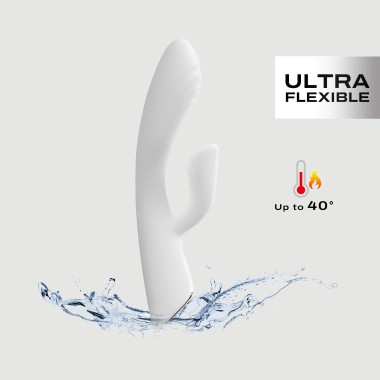 Flexi Silicone Rabbit Premium Flexible Heating Vibrator - White