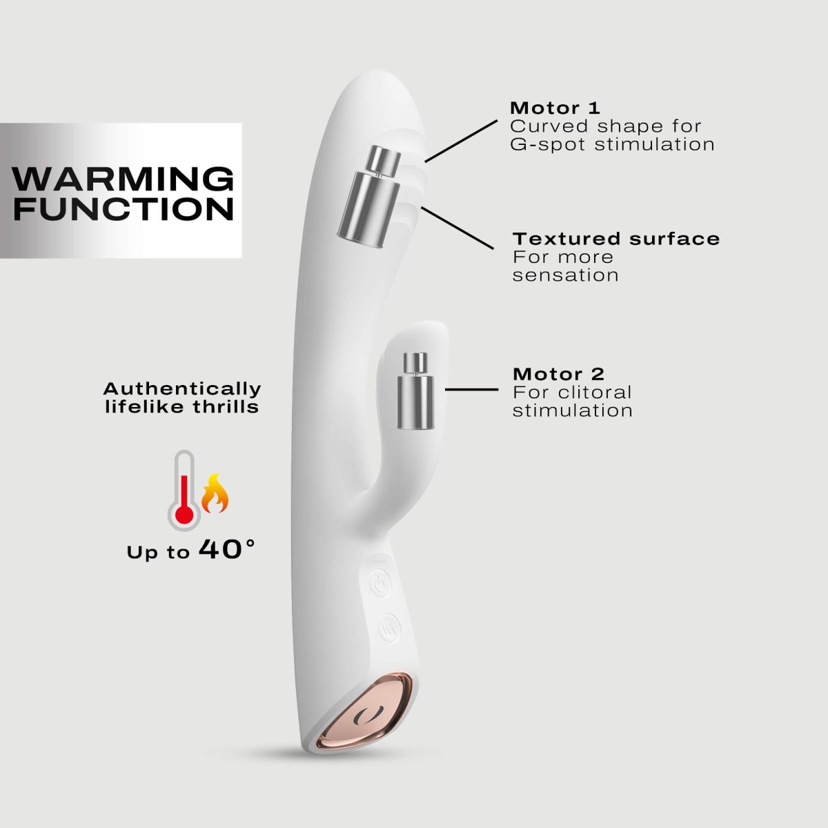 Flexi Silicone Rabbit Premium Flexible Heating Vibrator - White by Sexopolis