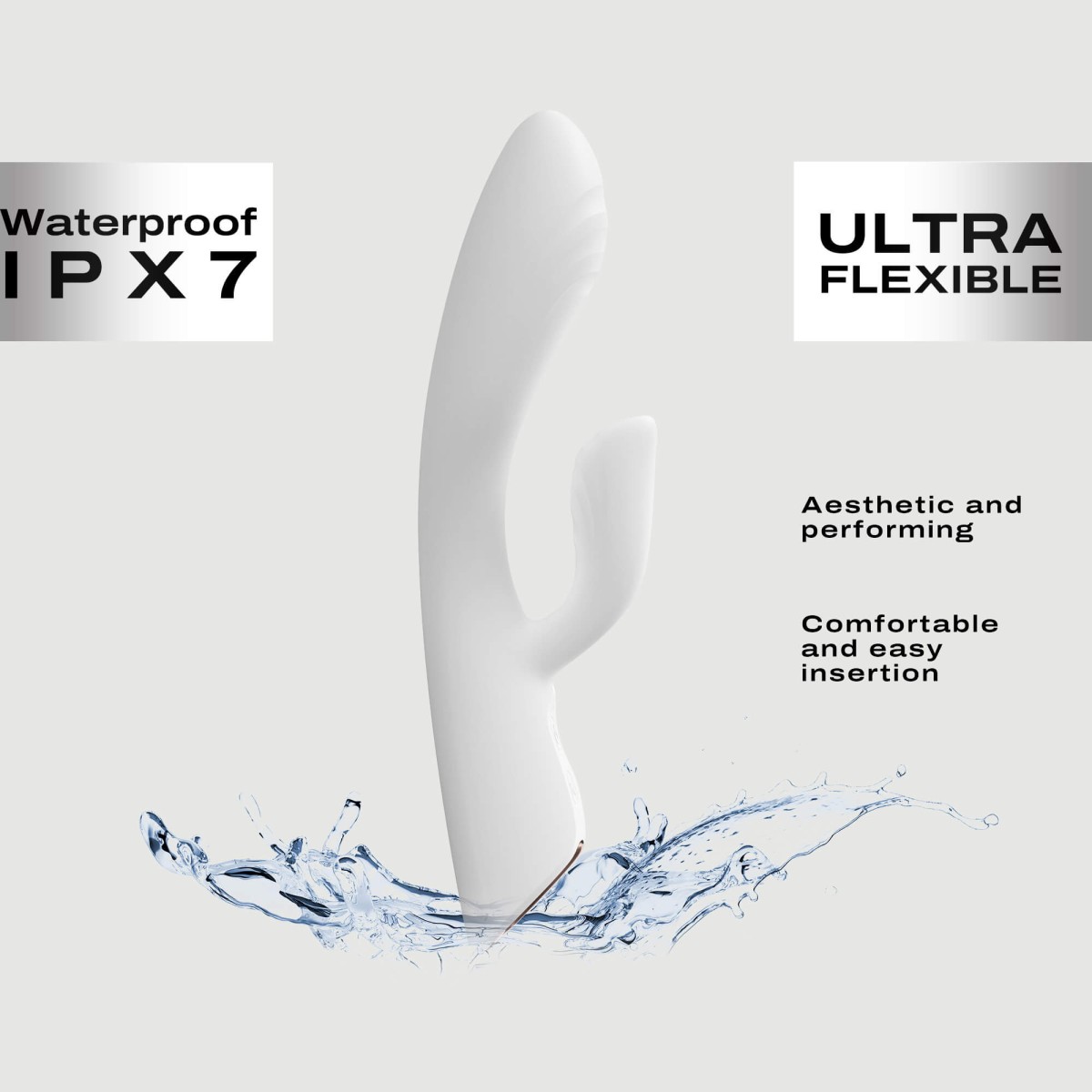Flexi Silicone Rabbit Premium Flexible Heating Vibrator - White by Sexopolis