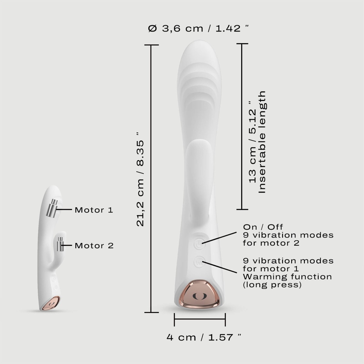 Flexi Silicone Rabbit Premium Flexible Heating Vibrator - White by Sexopolis