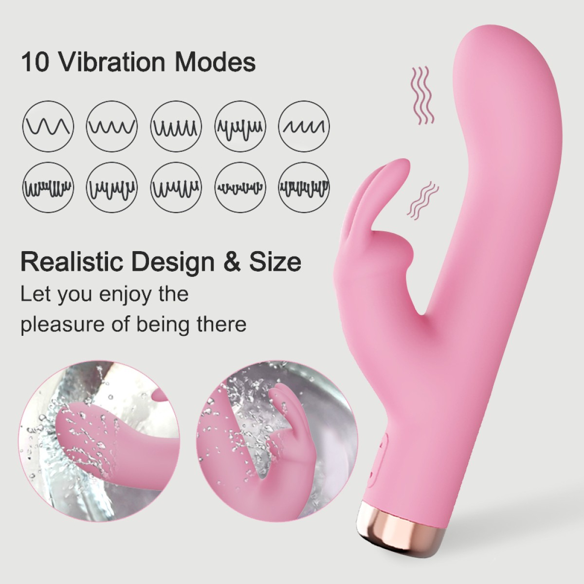 Nola 10 Function Curved Silicone Rabbit Vibrator - Pink by Sexopolis