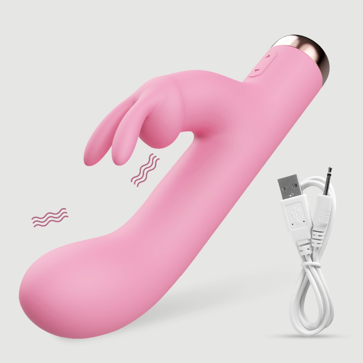 Nola 10 Function Curved Silicone Rabbit Vibrator - Pink by Sexopolis