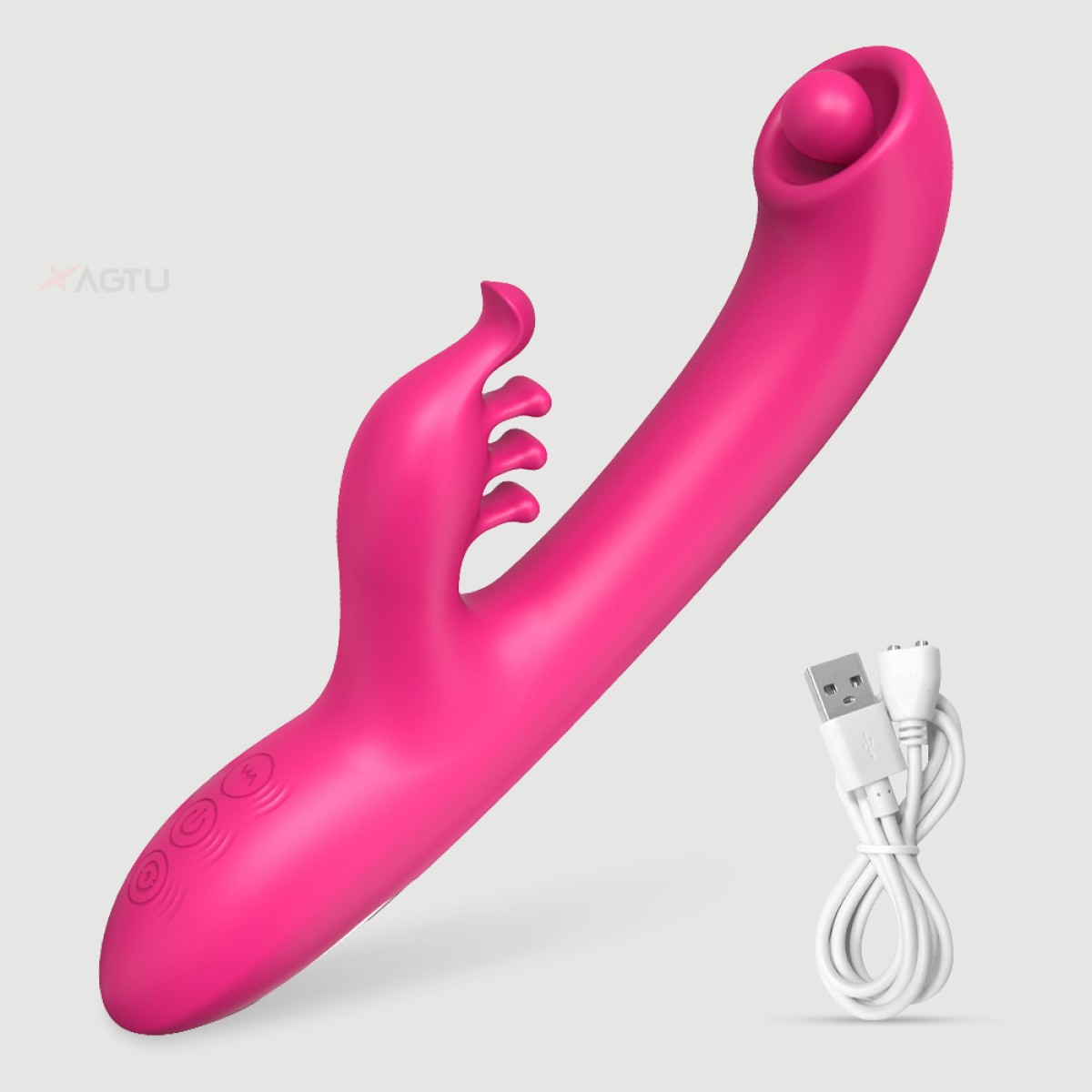 Sexopolis Giselle Silicone Rabbit Vibrator with Rotating Tip - Pink by Sexopolis