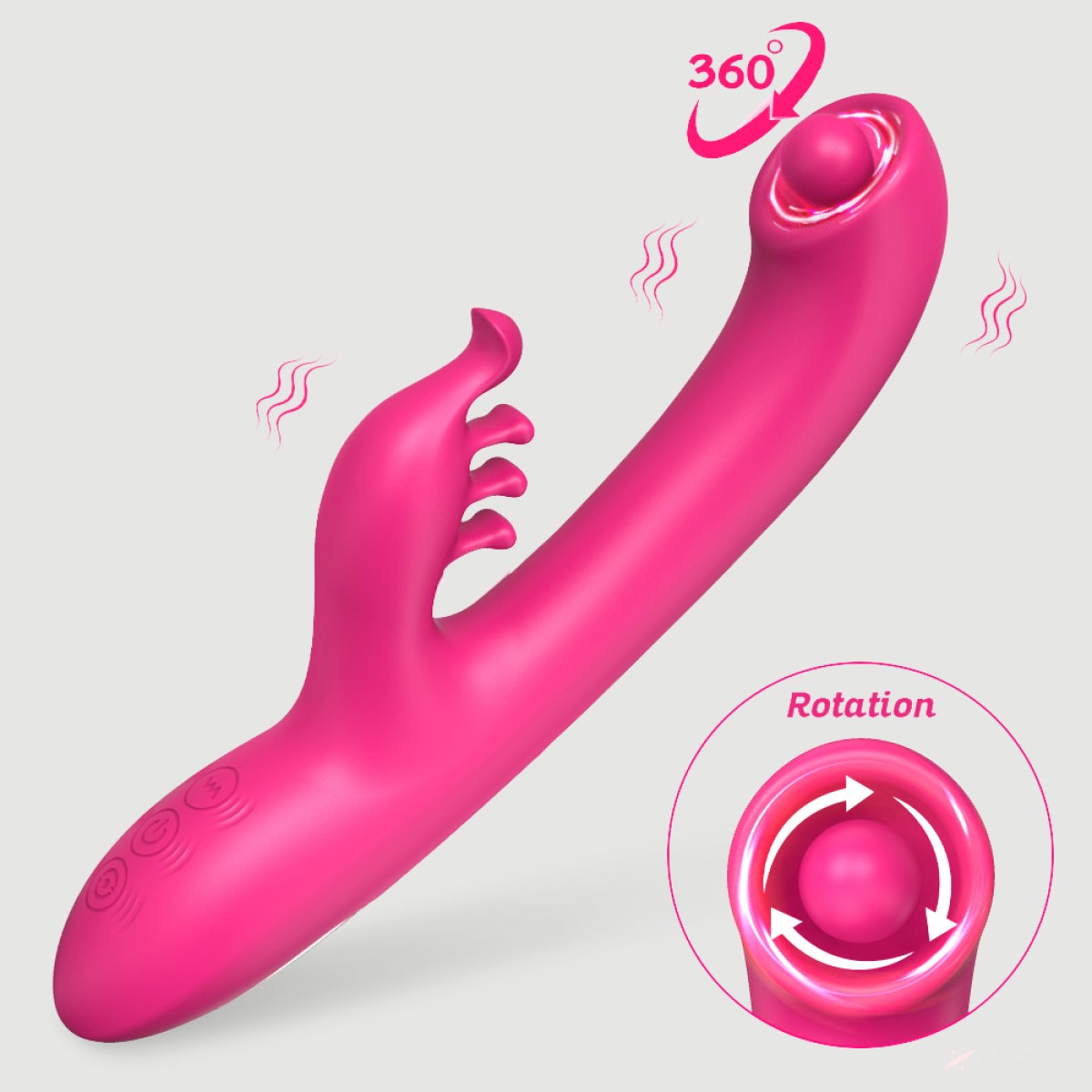Sexopolis Giselle Silicone Rabbit Vibrator with Rotating Tip - Pink by Sexopolis