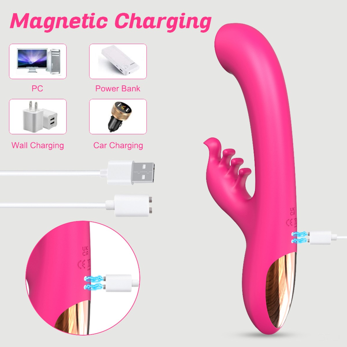 Sexopolis Giselle Silicone Rabbit Vibrator with Rotating Tip - Pink by Sexopolis