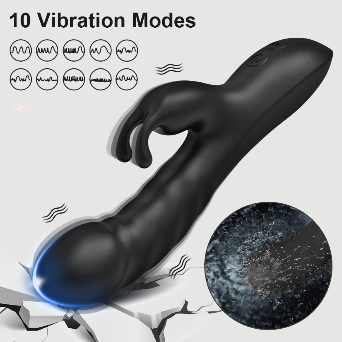 Sexopolis Amaya Curved Silicone Rabbit Vibrator - Black by Sexopolis