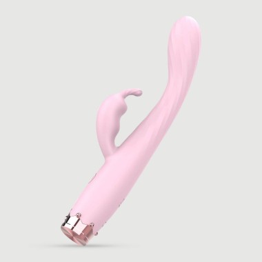 Λεπτός Κυρτός Rabbit Δονητής Σιλικόνης The Crown Beginner's Slim & Curved Silicone Rabbit Vibrator - Ροζ