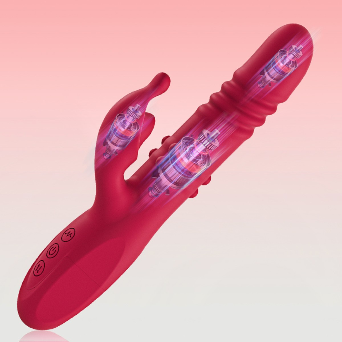 Παλινδρομικός & Περιστρεφόμενος Rabbit Δονητής Σιλικόνης Sexopolis Anaastasia Thrusting & Rotating Silicone Rabbit Vibrator - Κόκκινος by Sexopolis