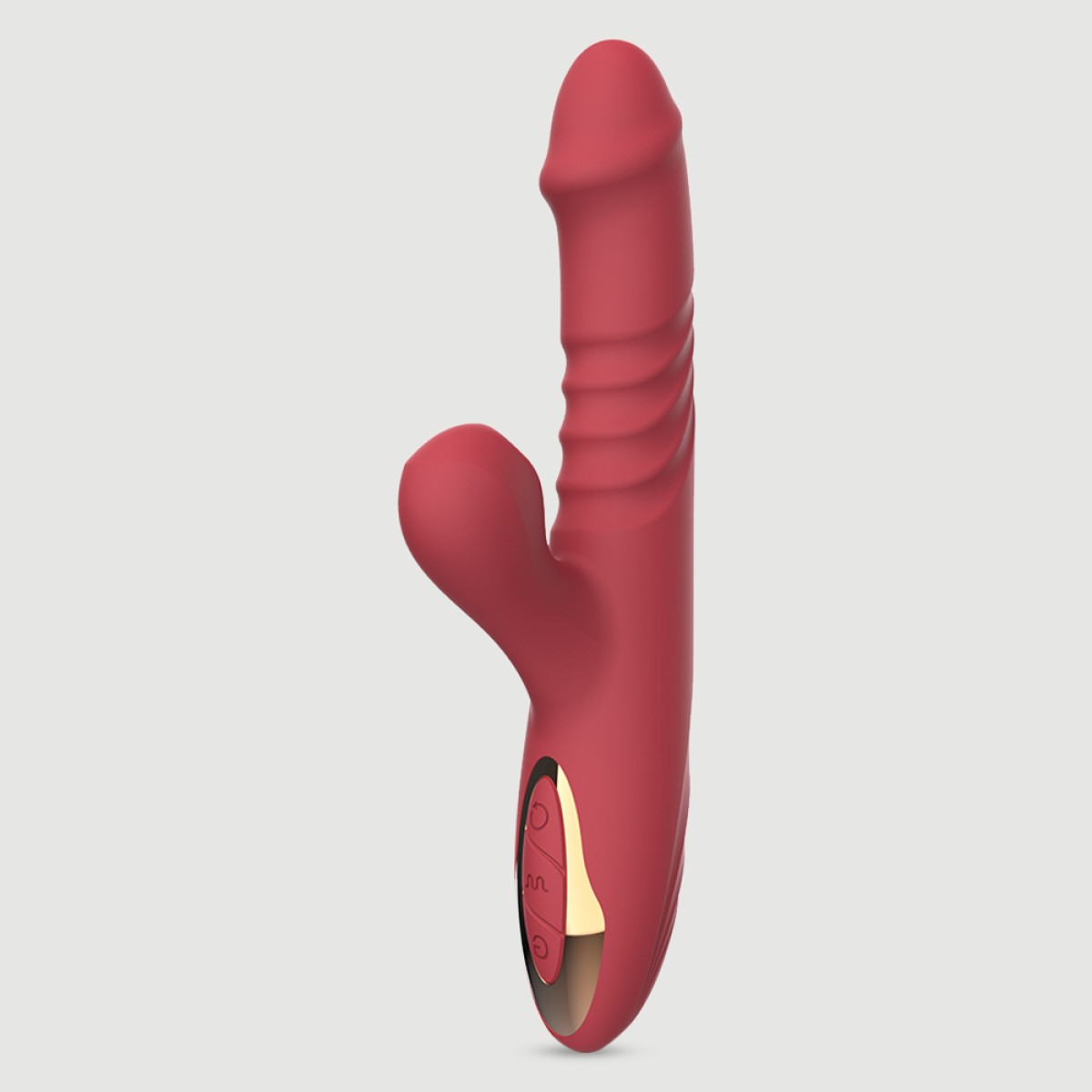 Lusty Premium Thrusting Silicone Rabbit Vibrator with Clitoral Suction - Red by Sexopolis