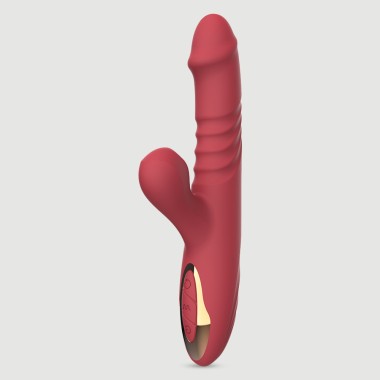 Lusty Premium Thrusting Silicone Rabbit Vibrator with Clitoral Suction - Red