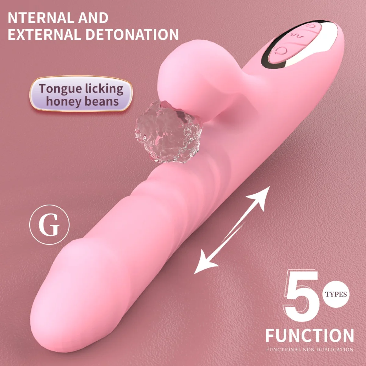 Lusty Premium Thrusting Silicone Rabbit Vibrator with Clitoral Suction - Pink by Sexopolis