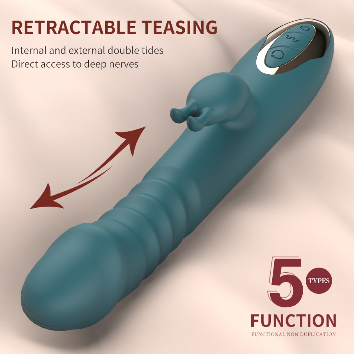 Vegas Ribbed Thrusting Silicone Vibrator with Bulge Tip - Red by Sexopolis