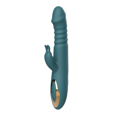 Vegas Ribbed Thrusting Silicone Vibrator with Bulge Tip - Green