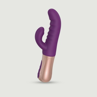 Sassy Bunny Thrusting & Tapping Silicone Rabbit G-Spot Vibrator - Purple