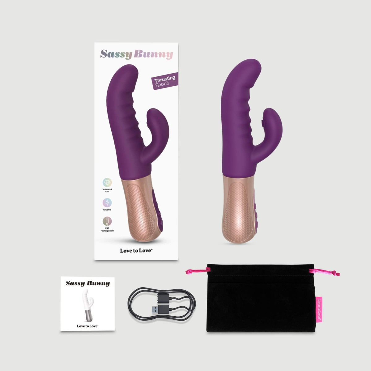 Sassy Bunny Thrusting & Tapping Silicone Rabbit G-Spot Vibrator - Purple by Sexopolis