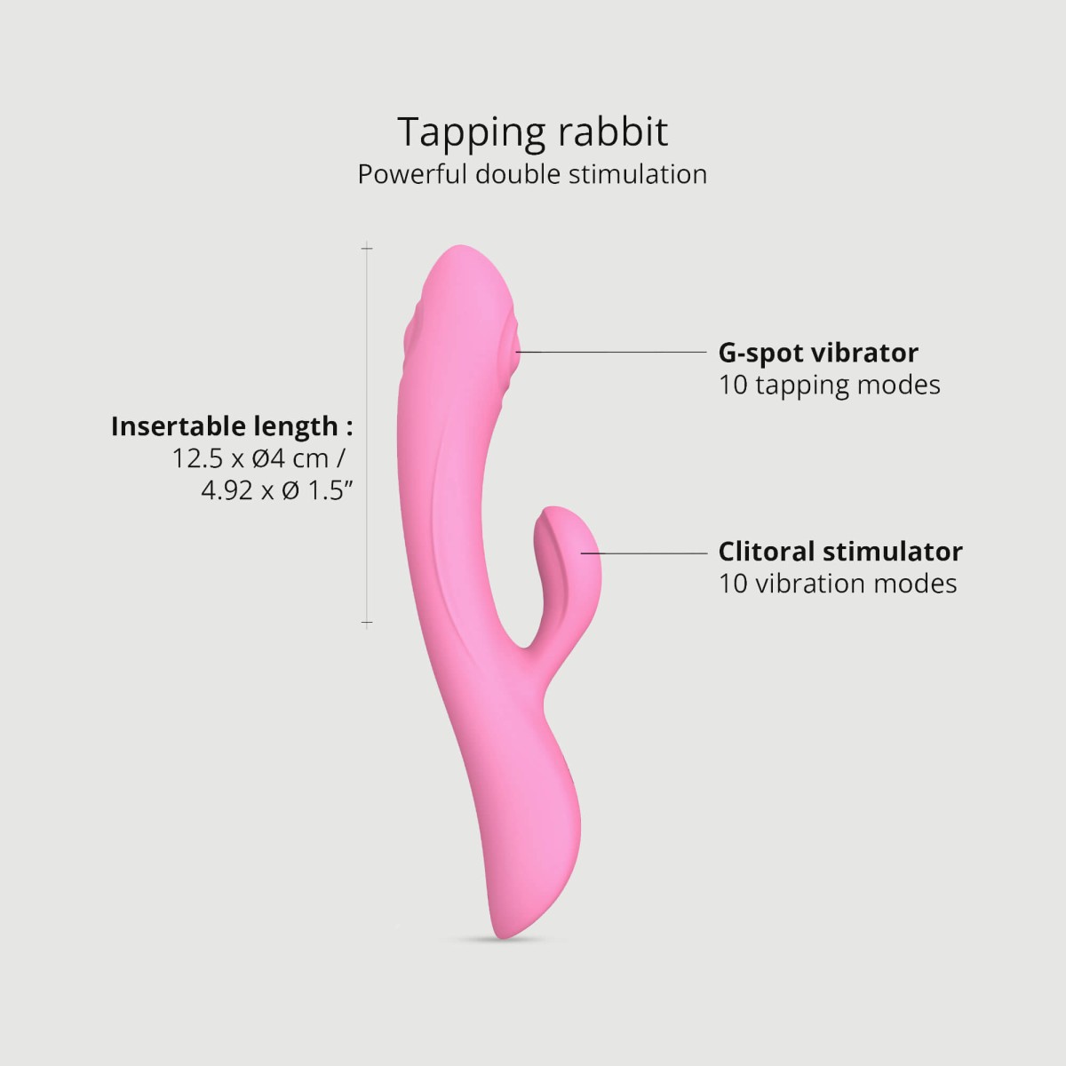 Bunny & Clyde Premium Tapping Silicone Rabbit Vibrator - Pink by Sexopolis