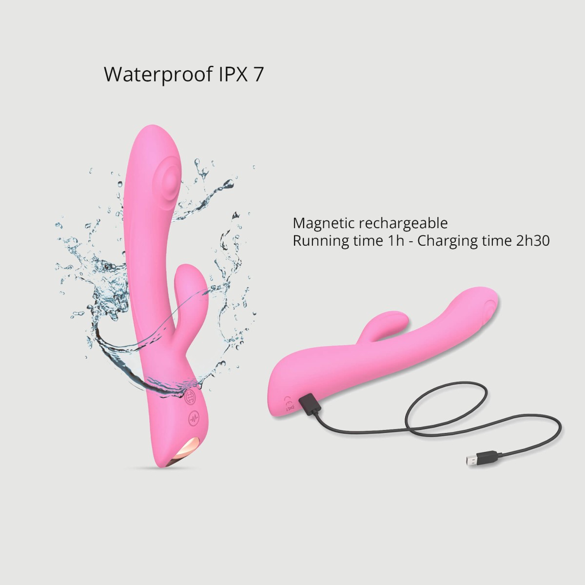 Bunny & Clyde Premium Tapping Silicone Rabbit Vibrator - Pink by Sexopolis