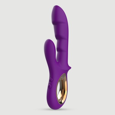 J'Adore Silicone Ribbed Rabbit Vibator - Purple