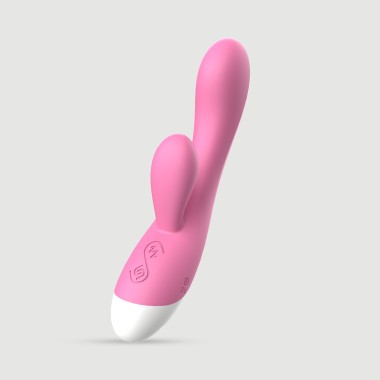 Smooth Classy Strong Dual Motor Silicone Rabbit Vibrator - Pink
