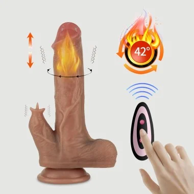 20 cm Small Remote Controlled Silicone Realistic Rabbit Vibrator With Suction Cup - Flesh