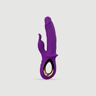 Realistic Rabbit Silicone Vibrator With Clitoris Tickler - Purple