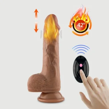 Θερμαινόμενος Ρεαλιστικός Δονητής Σιλικόνης Με Βεντούζα & Όρχεις 22 cm Liquid Silicone Heating & Vibrating Realistic Dildo With Balls & Suction Cup - Φυσικό Χρώμα