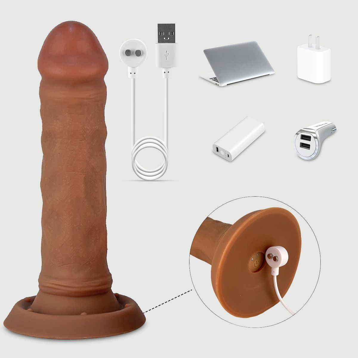 22 cm Bendable Large Silicone Vibrating Realistic Dildo With Suction Cup - Flesh by Sexopolis