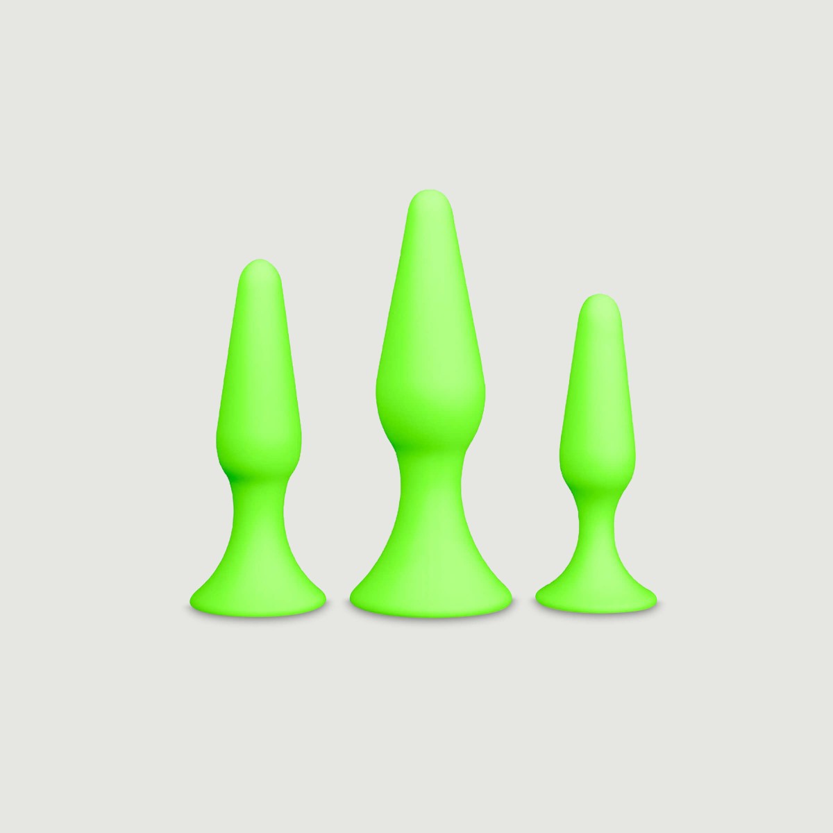 Glow In The Dark Silicone Butt Plug Set - Green by Sexopolis