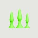 Glow In The Dark Silicone Butt Plug Set - Green by Sexopolis