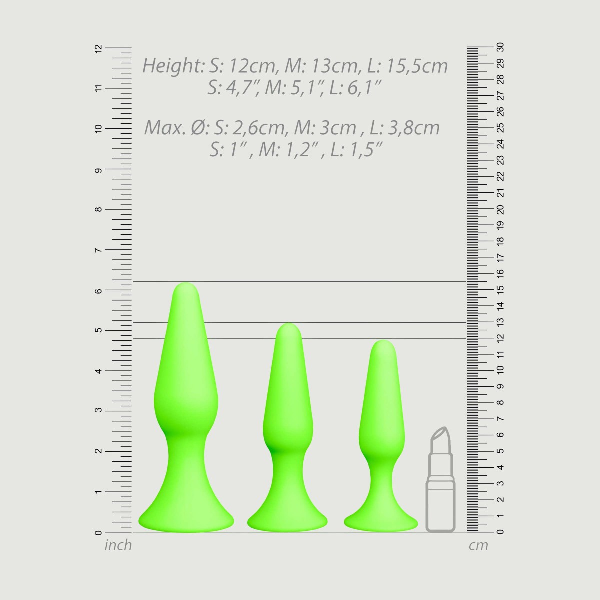 Glow In The Dark Silicone Butt Plug Set - Green by Sexopolis