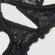 Plus Size Σετ Σουτιέν Με Δαντέλα & Βαθύ V Exquisite Lace Appeal Deep V Mini Temptation Bra Set - Μαύρο by Sexopolis