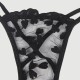 Plus Size Σετ Σουτιέν Με Μπανέλα & Διάφανο Δίχτυ Με Λουλουδένια Σχέδια Underwire Mesh Flower Patterns Bra Set - Μαύρο by Sexopolis