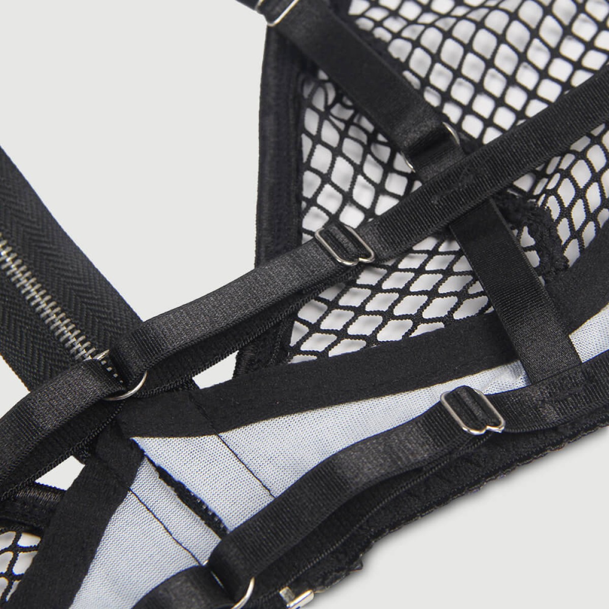 Plus Size Τοπ Σουτιέν Με Φερμουάρ & Πλάτη Χωρίς Κάλυψη Mesh Bra Top With Zipper Front & Backless Sexy Dress Costume - Μαύρο by Sexopolis