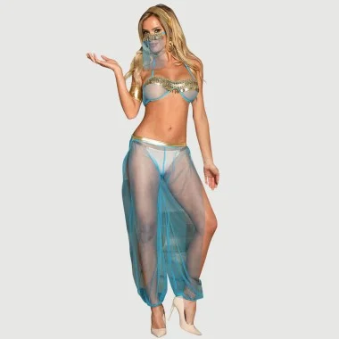 Σετ Εσωρούχων Bralette Σε Ινδικό Στυλ Με Χρυσές Παγιέτες India Style Sexy Bralette Lingerie Set With Golden Paillette - Μπλε