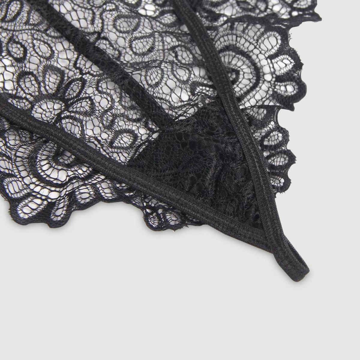 Exquisite Lace Appeal Deep V Mini Temptation Bra Set - Black by Sexopolis