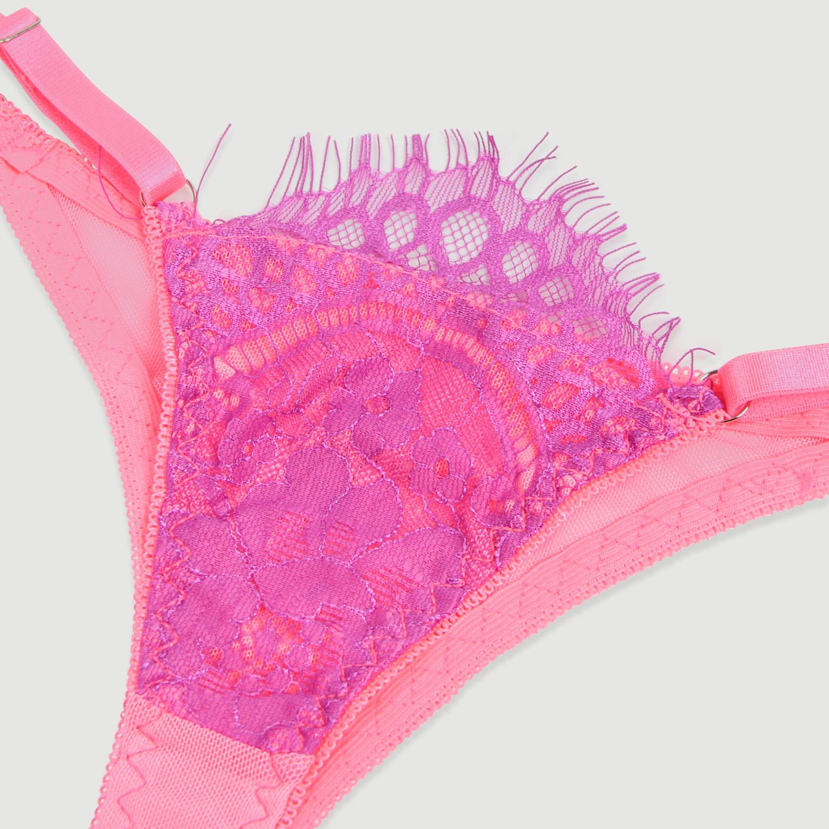Σετ Σουτιέν & Σλιπ Με Δαντέλα & Λεπτομέρειες Τριαντάφυλλου Rose Spliced Eyelash Lace Bra Set - Ροζ by Sexopolis