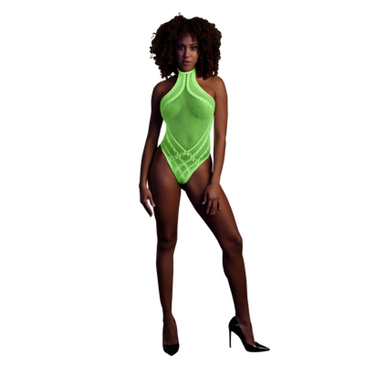 Glow In The Dark Body with Halter Neck - Green by Sexopolis