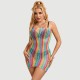 Ολόσωμο Δίχτυ Με Ανοιχτούς Ώμους Rainbow Colorful Off Shoulder Sleeveless Fishnet Bodystocking - Πολύχρωμο by Sexopolis
