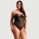 Plus Size Sexy Κορμάκι One Piece Metal Strap See Through Underwire Bodysuit - Μαύρο by Sexopolis