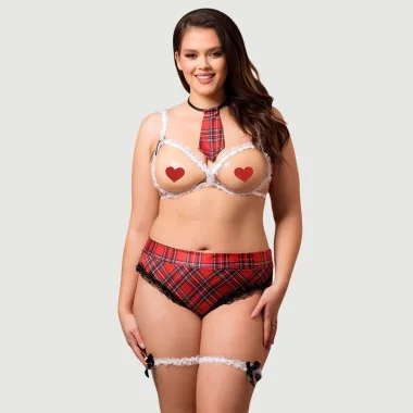 Sexy Plus Size Στολή Μαθήτριας Sexy Open Cup School Girl Costume