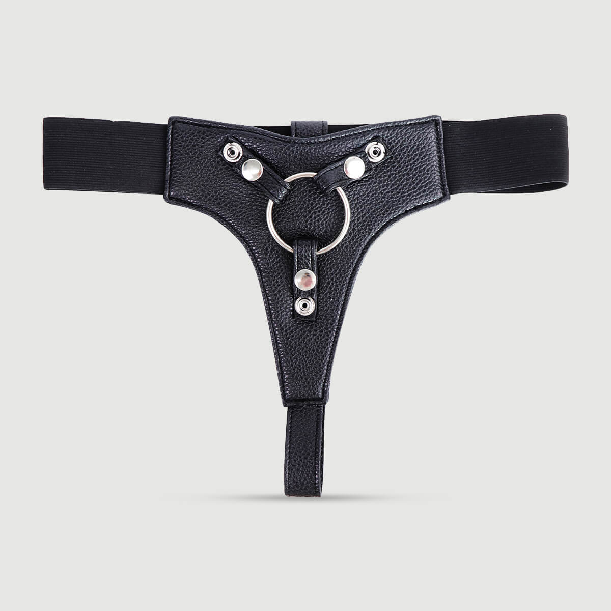 Leather Strap On Harness With Adjustable Straps & O Ring – Black by Sexopolis