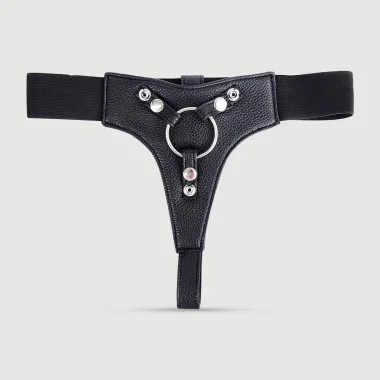 Δερμάτινο Strap On Harness Με Ρυθμιζόμενους Ιμάντες & Κρίκο Leather Strap On Harness With Adjustable Straps & O Ring – Μαύρο