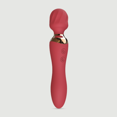 Vibro-Wand Premium Silicone Massage Wand Stimulator & Vibrator 2 in 1 - Red