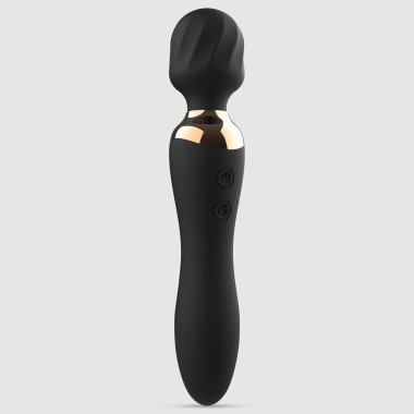 Vibro-Wand Premium Silicone Massage Wand Stimulator & Vibrator 2 in 1 - Black