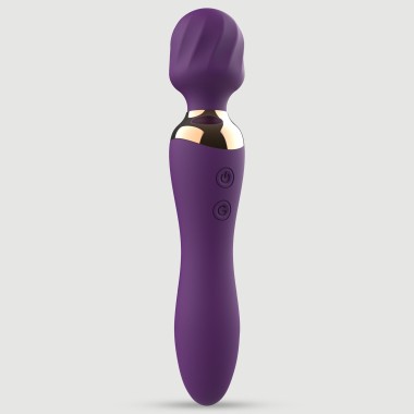 Vibro-Wand Premium Silicone Massage Wand Stimulator & Vibrator 2 in 1 - Purple