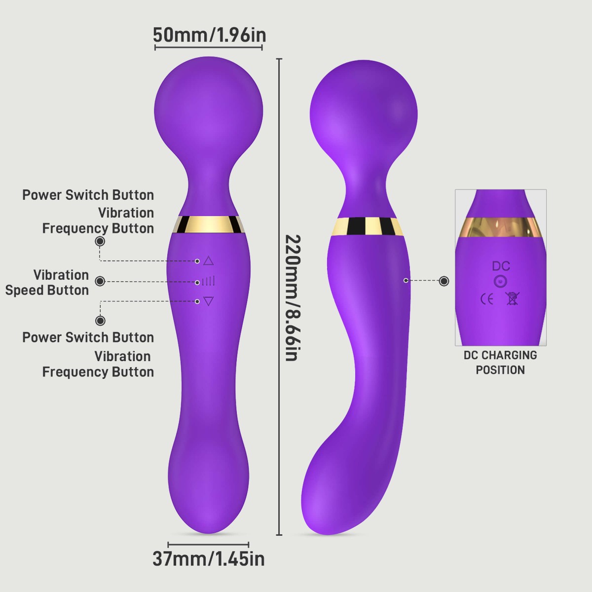 Aurelia Flexible Premium Silicone 2 in 1 Massage Wand & G-Spot Stimulator - Purple by Sexopolis
